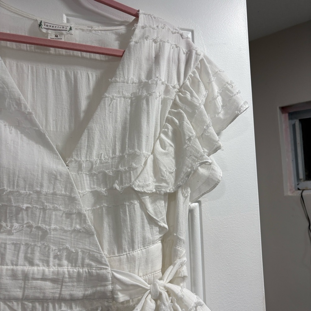 Love Riche White Ruffled Wrap Mini Dress - Picture 10 of 12